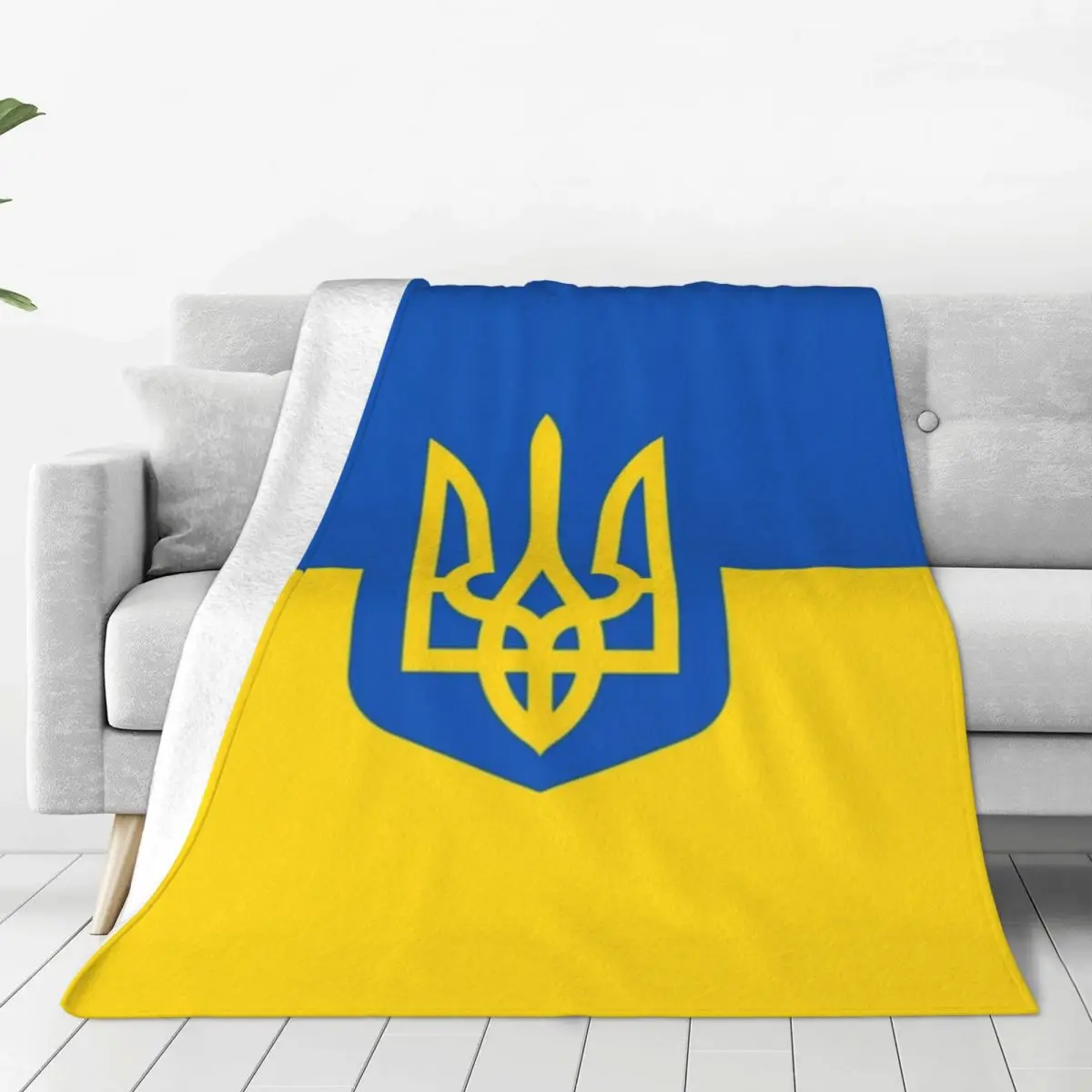 Ukraine Coat Of Arms Trident Blankets Flannel Multi-function Throw Blanket Sofa For Home Bedroom Office Throws Bedspread Quilt