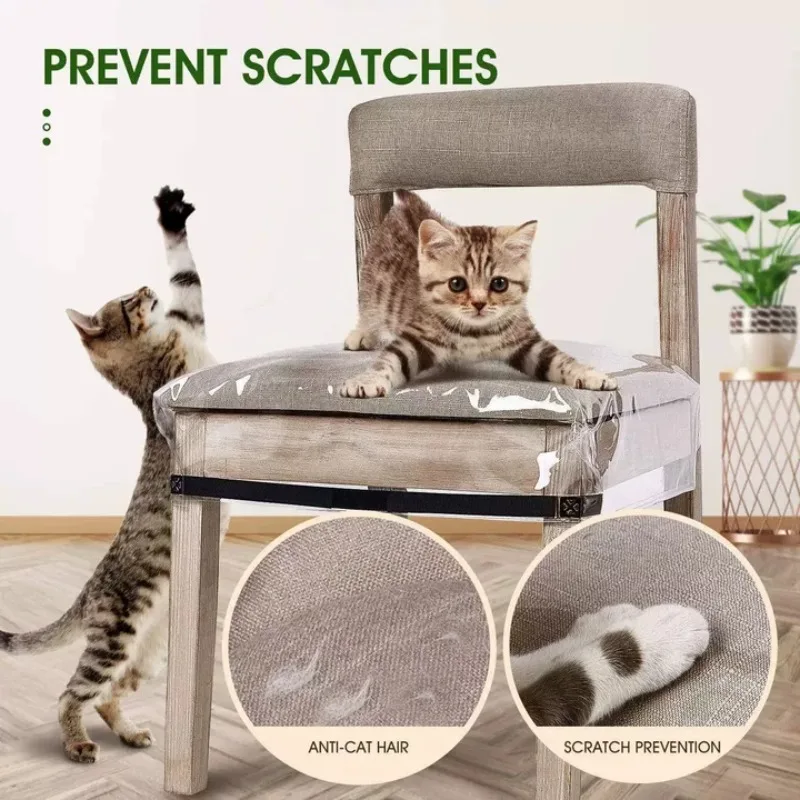 S/M/L Transparent Chair Cover with Magic Waterproof Dinning Chair Seat Cover Furniture Slipcover Clear Seat Cushion Protectors