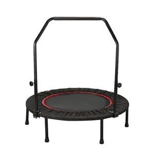 Mini trampolim dobrável para adultos, fitness, corrimão ajustável, Home Gym Rebounder, salto, rolamento 100kg, 40 a 48 10 principais vendas salto trampolim - №10