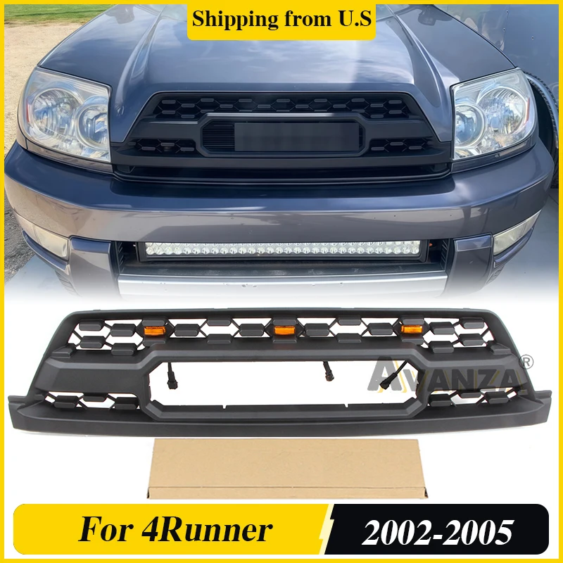 Racing Grill Fits For 2002-2005 4RUNNER TRD style With Led Lights Front Bumper Decoration Fits For Toyota Hilux Surf Grille