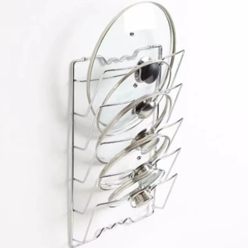 Kitchen Organizer Rack Wall Hanging Pot Cover Rack Five-Layer Pot Lid Metal Rust-Free Multifunctional Rack Pot Lid Storage Rack