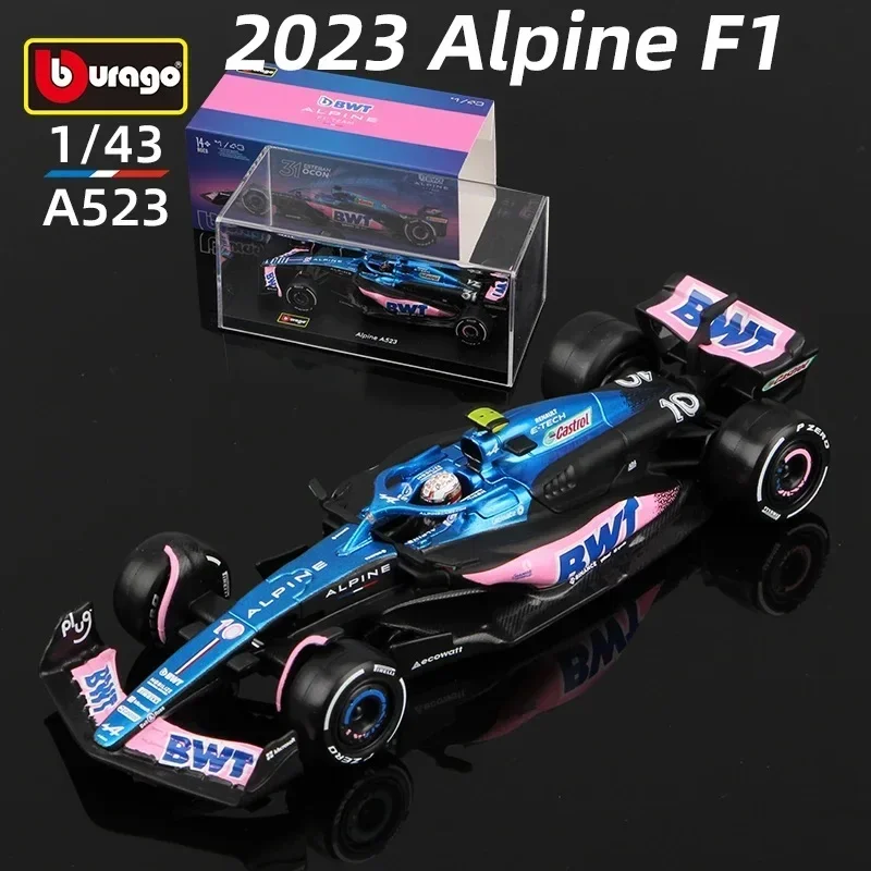 

Bburago 1:43 2023 Alpine A523 #10 Pierre Gasly #31 Esteban Ocon Racing car Alloy Diecast Model Toy Collectible Christmas Gift