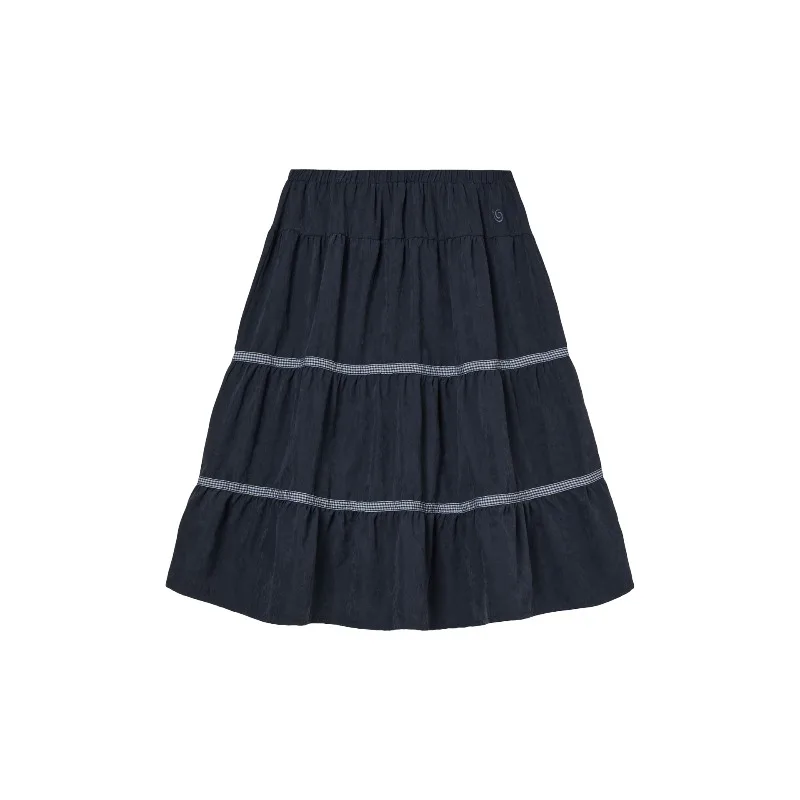 Streetwear Contrast Color Patchwork Loose A-line Skirt Women 2025 Autumn High Waist All-match Pleated Casual Mid-length Skirt