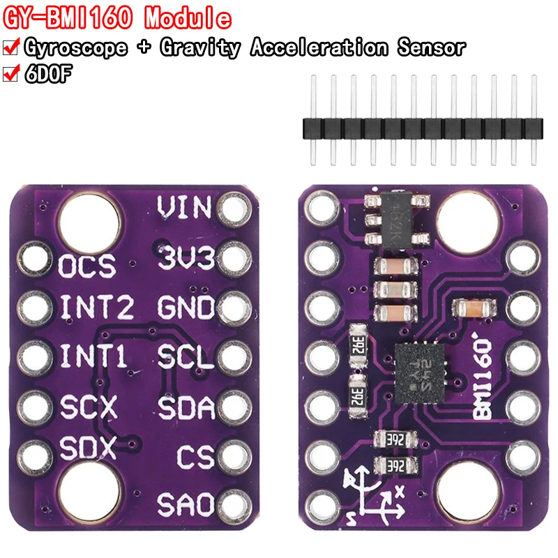 1~10Pcs BMI160 GY-BMI160 6DOF 6-axis Rate Gyro Gravity Accelerometer Sensor Module IIC I2C SPI Communication Protocol 3-5V