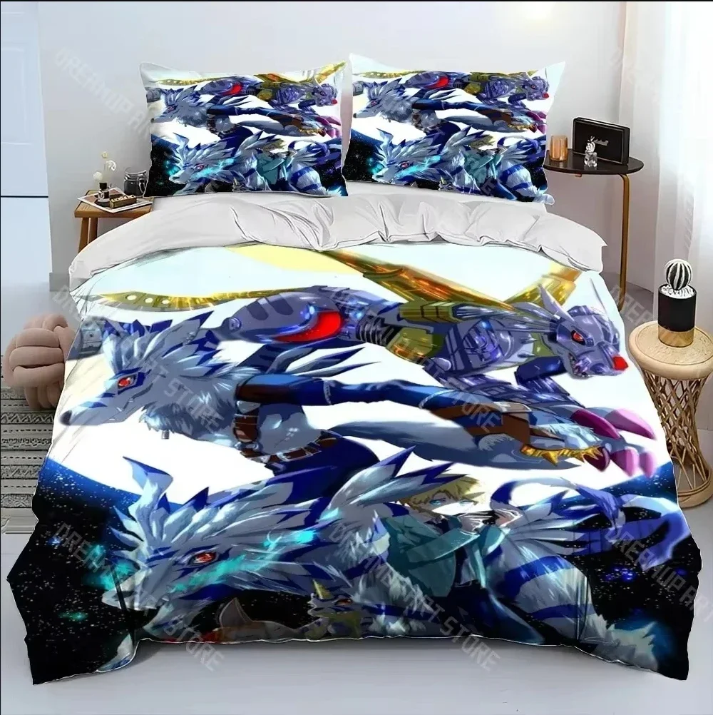 

Digimon Adventure Monster Cartoon Comforter Bedding Set,Duvet Cover Bed Set Quilt Cover Pillowcase,king Queen Size Bedding Set