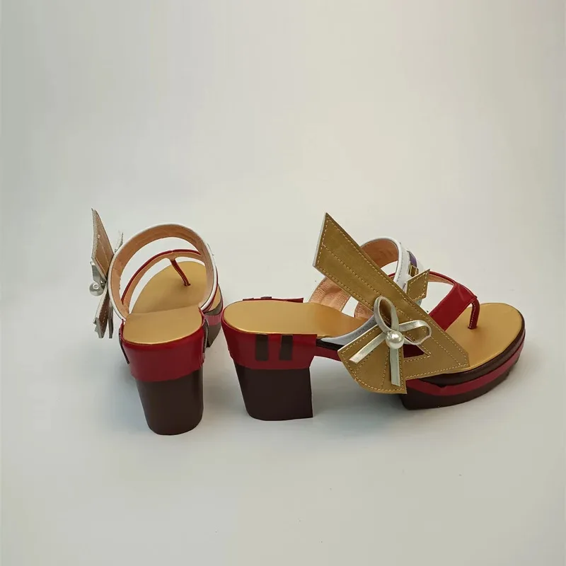 

qq34Горячая игра Genshin Impact Miko Guuji Yae сандалии для косплея аниме на высоком каблуке женская платформа модная повседневная милая обувь Cos