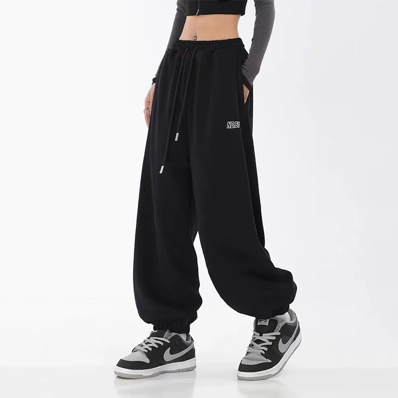 Hip Hop Streetwear Baggy Jogging Sweatpants Women New Letter Drawstring Elastic Waist Casual Oversize Harem Sports Trousers 2023