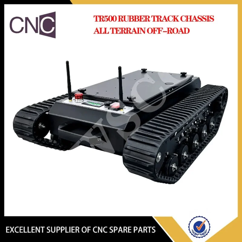 

TR500 rubber track chassis, all-terrain off-road, outdoor shooting patrol robot, load 50kg , support secondary development