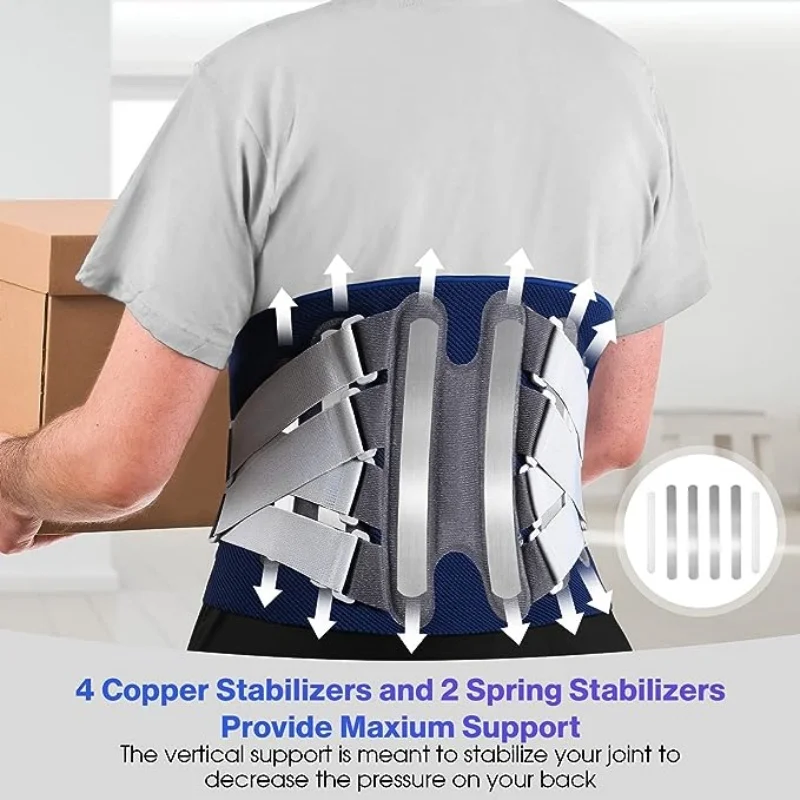 GUOFTSTARS Professional Waist Support Belt,Adjustable Lumbar Support With Spring Stabilizers For Pain,Herniated Disc,Sciatica