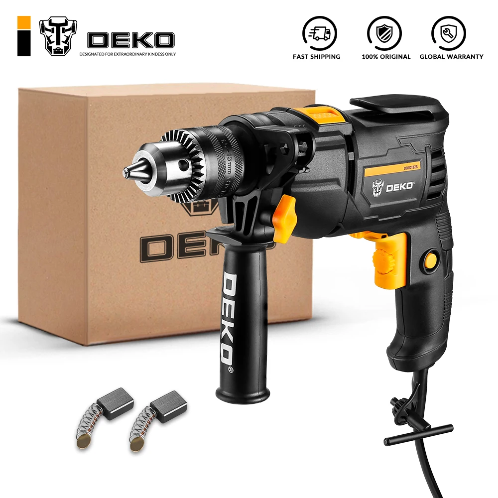 DEKO New DKIDZ Series 220V Impact Drill 2 Functions Electric Rotary Hammer Drill Screwdriver Electric Tool Power Tool