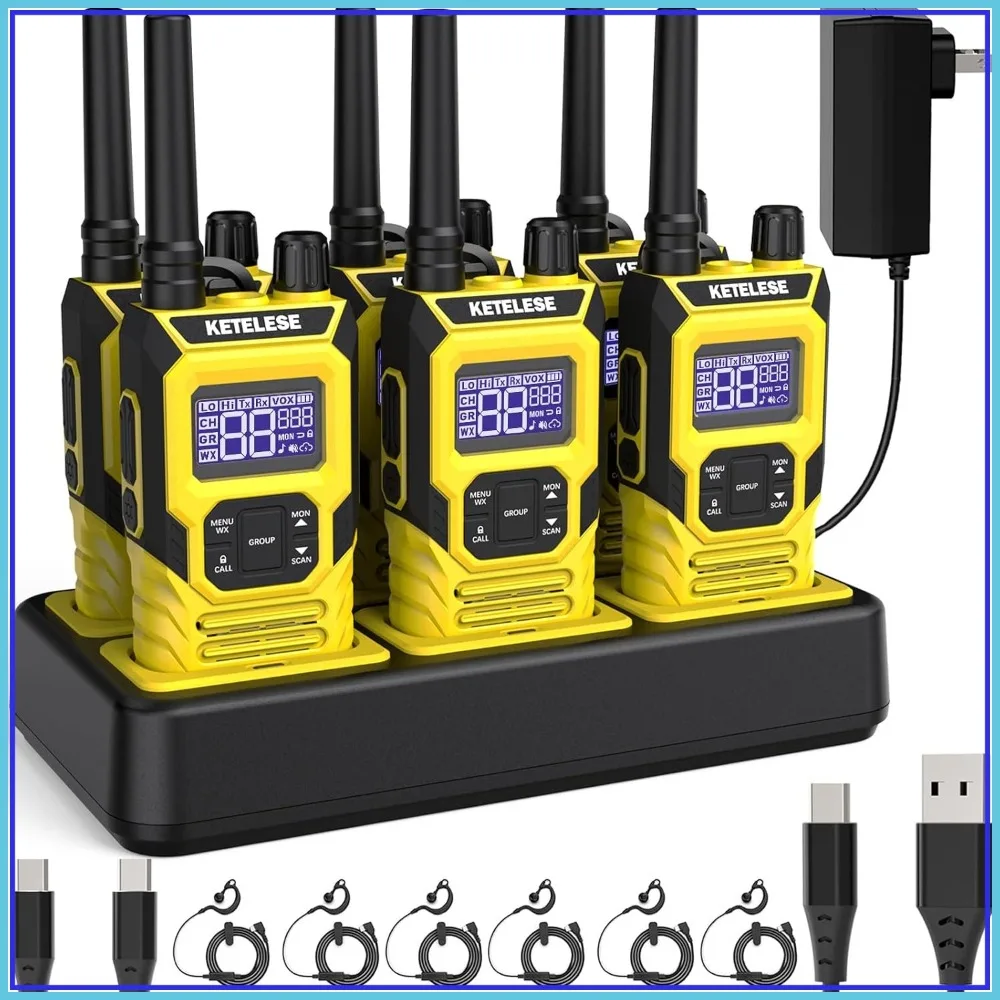 

22 Channel FRS Two Way Radio Long Range IP67 Waterproof 6 Pack