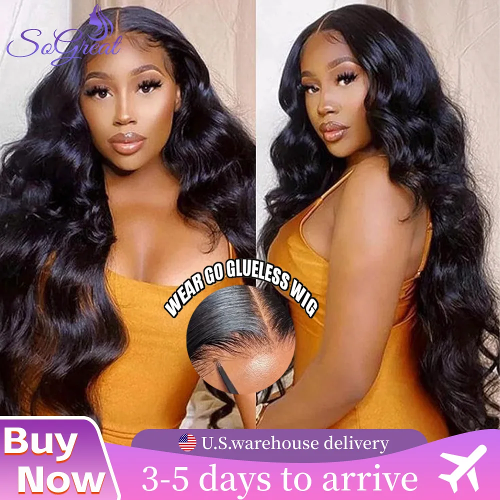 

SoGreat 5x5 Hd Парик с кружевной застежкой Бесклеевые парики Свободные объемные волны 4x4 Парик из человеческих волос Wear And Go Предварительно выщипанные бразильские волосы