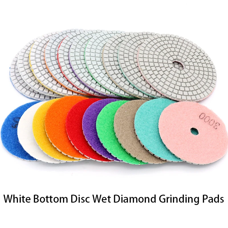 

White Bottom Disc Wet Grinding Polishing Pads 3Inch 4Inch OD 80mm 100mm Ceramic Marble Granite Stone Tile Hand Tools