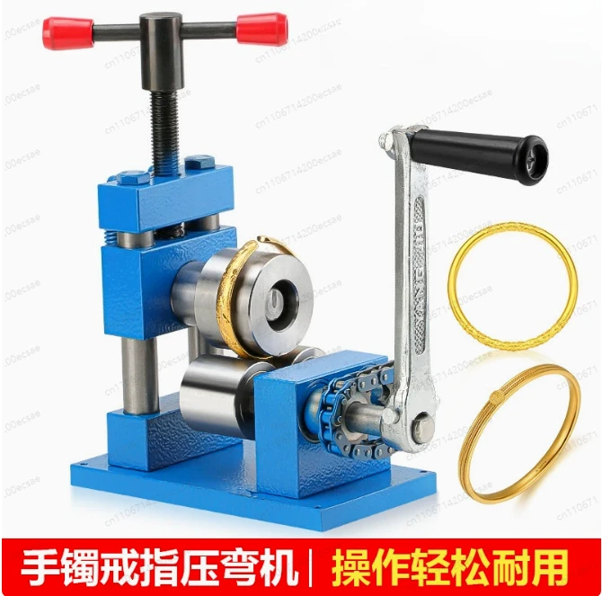Manual Jewelry Rolling Mill, Hand Crank Ring Bender with 56mm & 18mm Rollers for Metal Processing