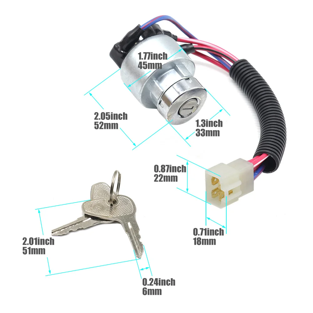 TC020-31822 New Ignition Switch Lock & Keys For Kubota Tractor L2501 L2600 L2800 L3000 L3200 L4300 L4400 MX4700 MX5000 MX5100