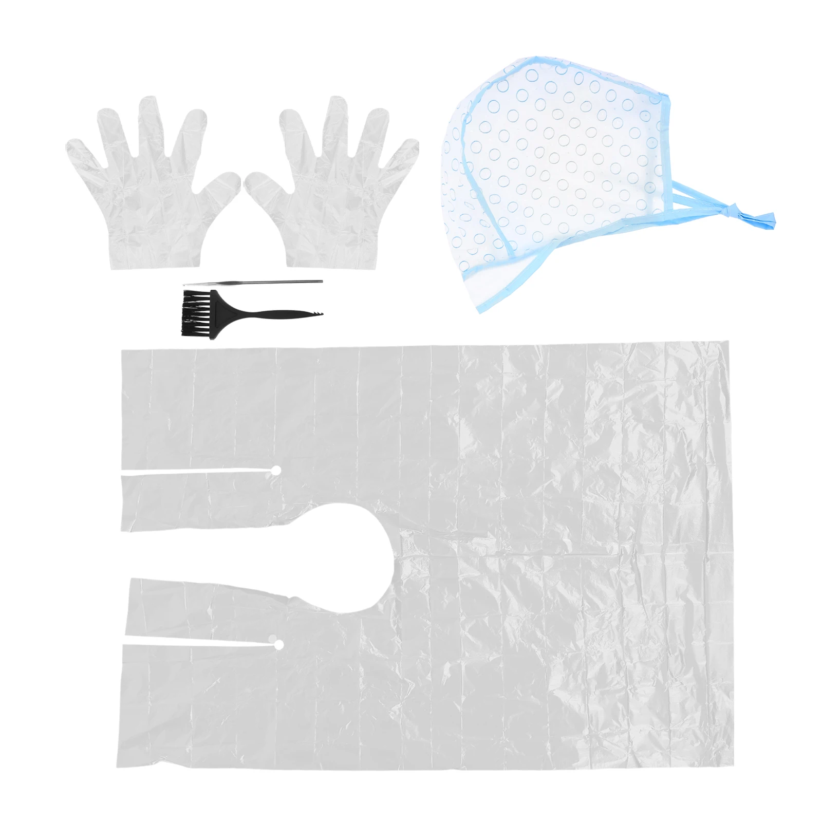 

1 set 5 Pieces Dye Disposable Hair Dye Cap Kit Disposable Highlight Cap Crochet Tools Gloves Brush Set Multiple Sessions