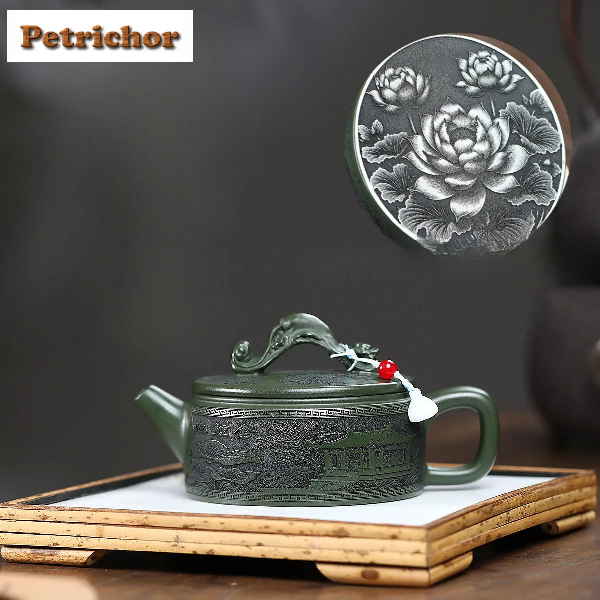 

280ml Elegant Yixing Purple Clay Teapots Master Handmade Large Caliber Pot Raw Ore Green Mud Tea Soaking Kettle Zisha Tea Set