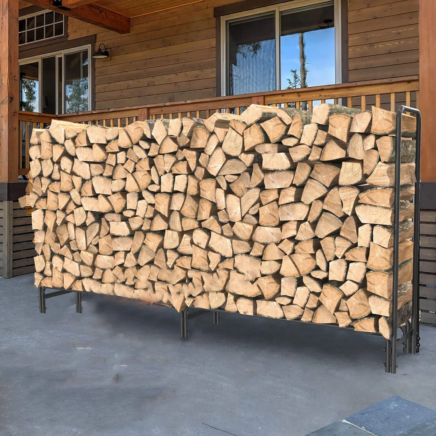 91.6” Metal Heavy Duty Firewood Log Rack Long Large Storage Holder Wood Stackers Garden Indoor