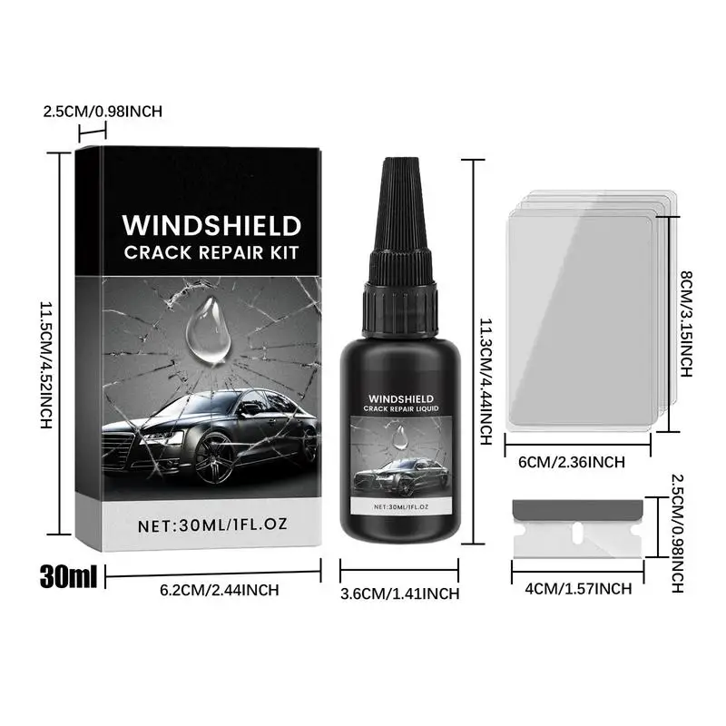 Windshield Repair Glue For Glass Automotive Glass Windscreen Tool For Fixing Chips Craaqck Star-Shaped Craqack Nano Fluid Filler