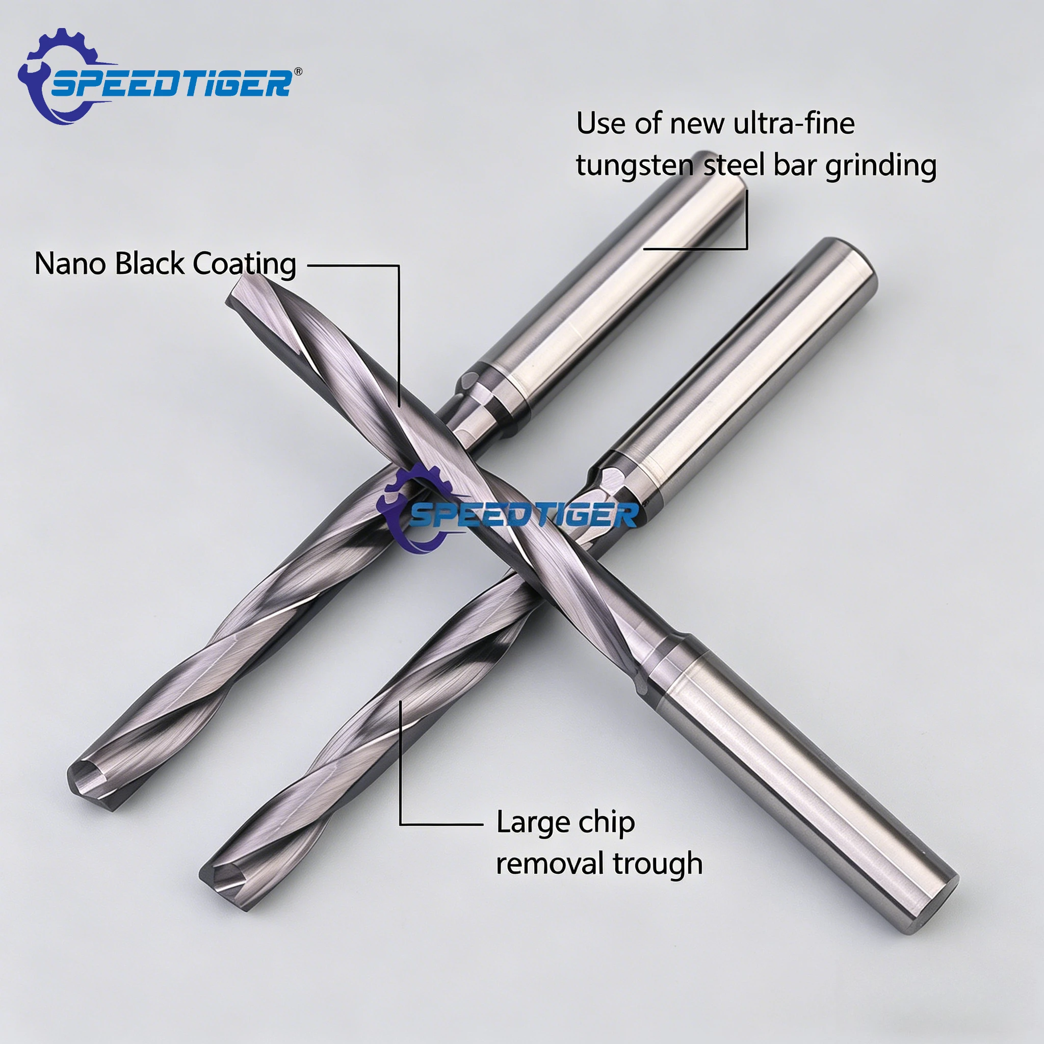 SPEEDTIGER Tungsten Carbide Flat Bottomed Drill CNC Tool 2mm-12mm Dia 180 Degrees Surface Drilling for Steel Countersunk Drill
