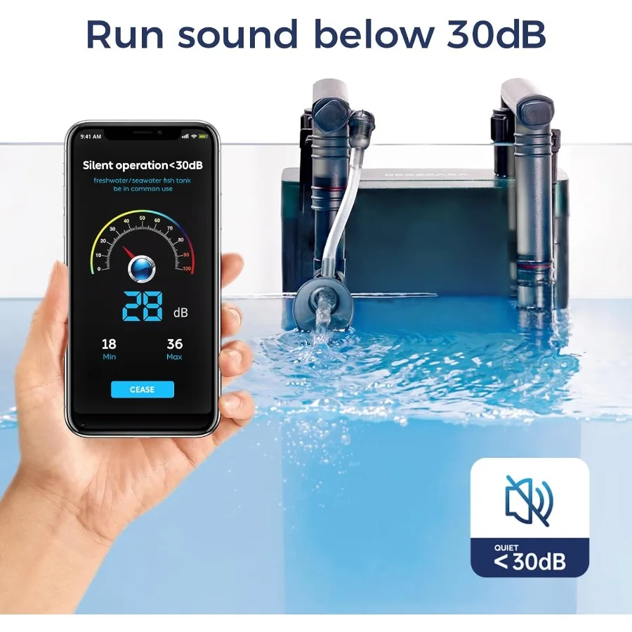 فلتر يدوي 180GPH لأحواض السمك، ترشيح صامت متعدد المراحل لخزان الأسماك أو خزان السلحفاة ذو مستوى المياه المنخفضة للغاية