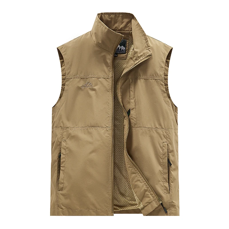 

Men's Casual Outdoor Vest Spring Autumn Winter Four Seasons Multi-ket Workwear Vest Stand Fit Nylon Fabric Large Size