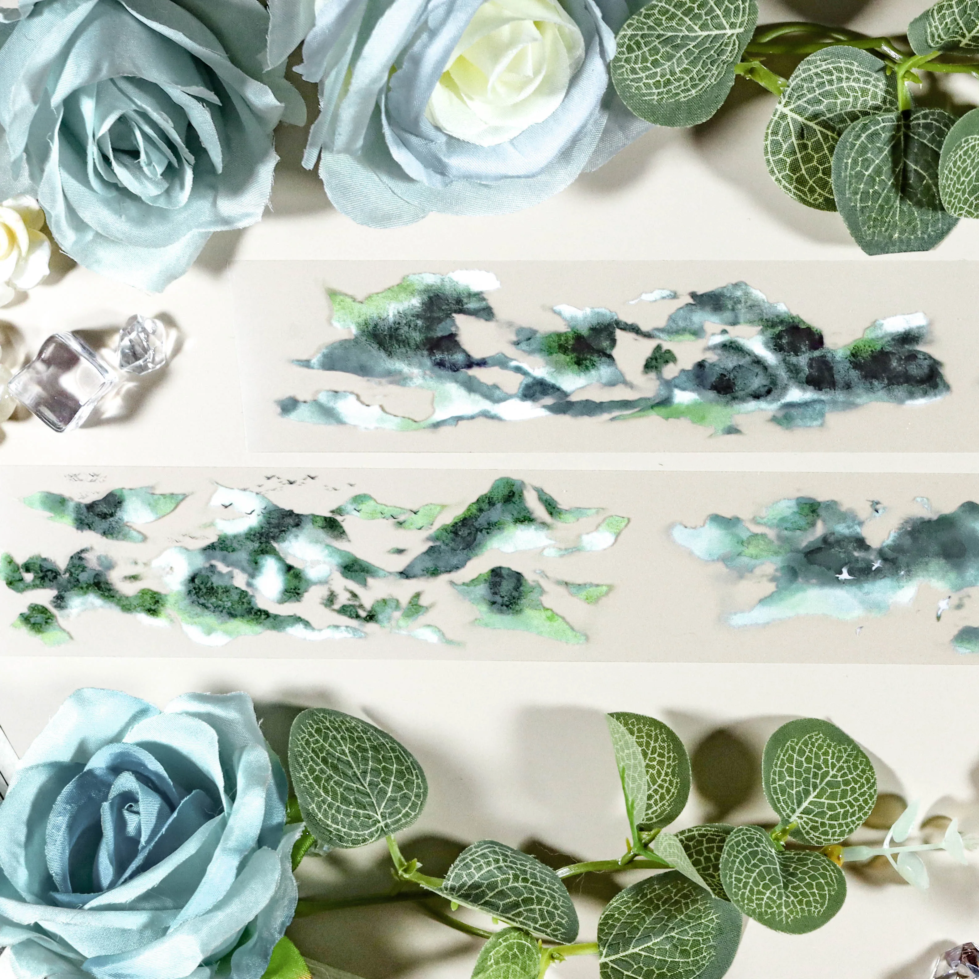 

DXJ seeking fairy Qingyu pet white ink PET tape Aoyama winter landscaping DIY card