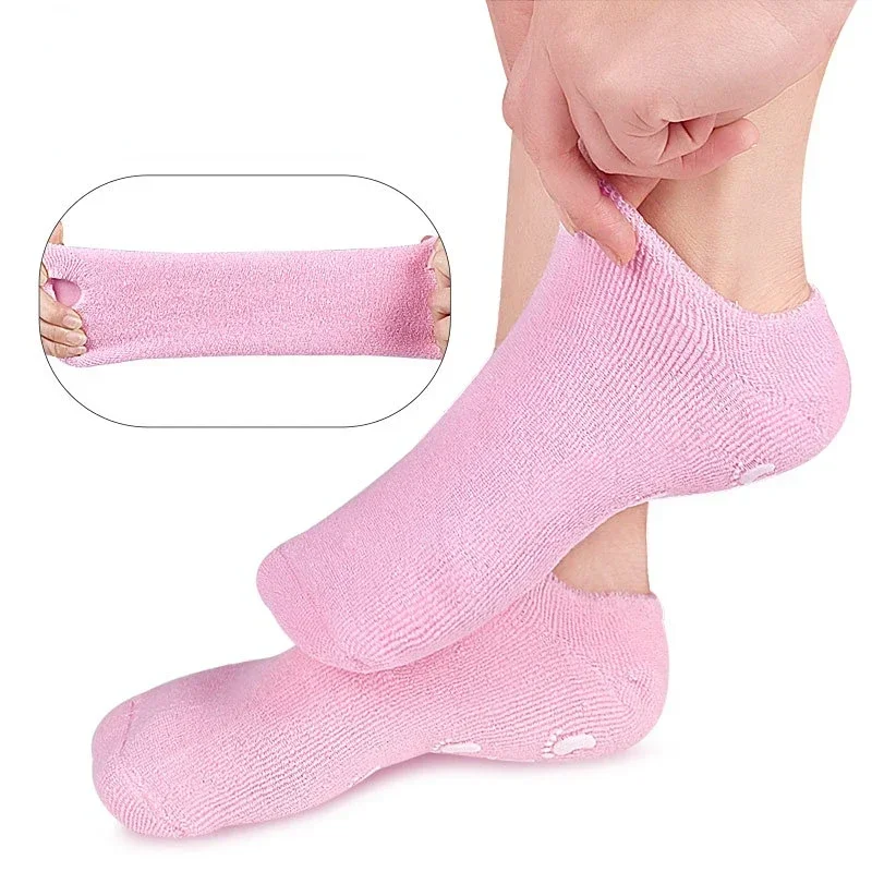 Chaussettes en gel hydratant pour soins des pieds, chaussette de pédicure, talon dur, protection de la peau sèche et craquelée, réparation, exexpansive, douce, spa, 2 pièces