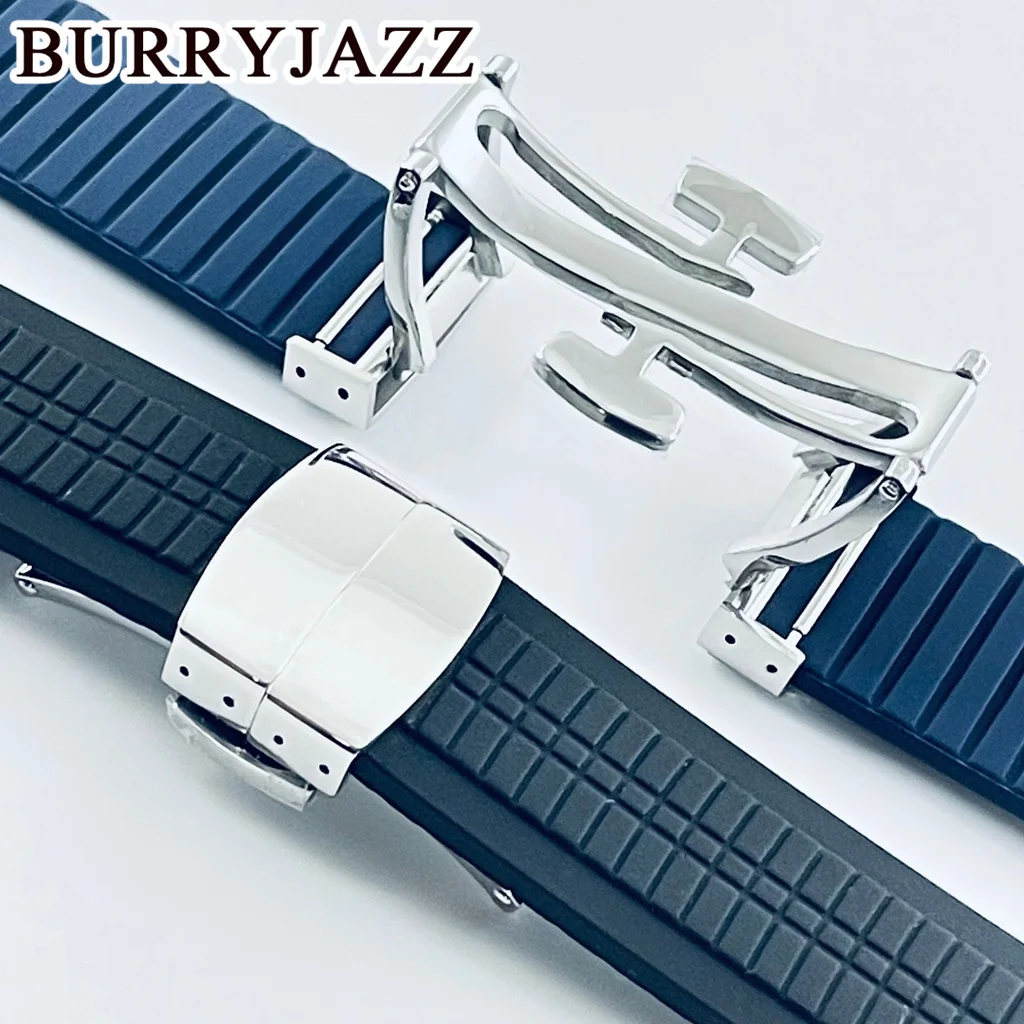 BURRYJAZZ Serie 5164/5167 Correa de 21 mm Correa de caucho impermeable y a prueba de polvo Pulsera de silicona sin marcar