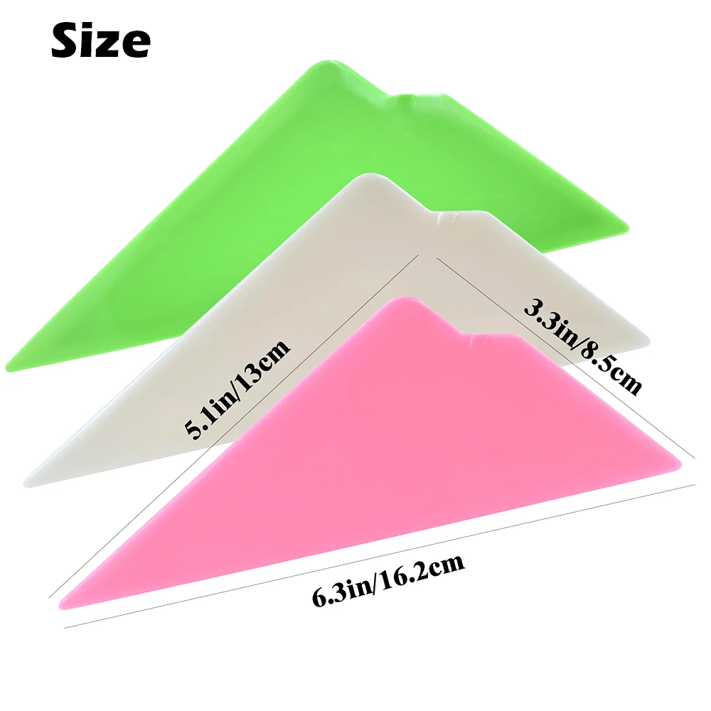 TOFAR 3pcs Triangle Go Corner Squeegee Car Vinyl Wrap Card Scraper Edge Size Tuck Tool 3 Hardness Window Tint Film Application