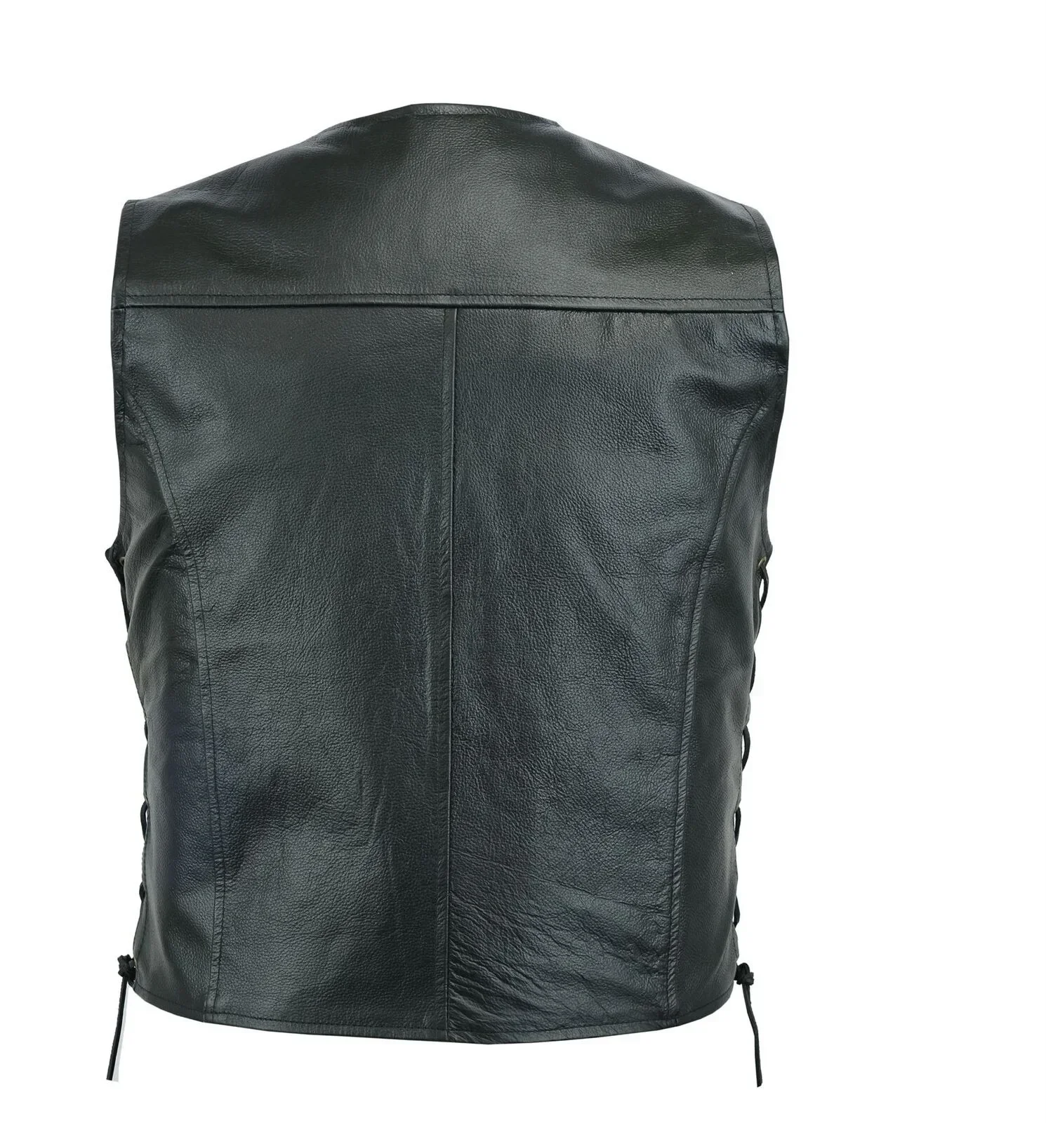 Herren Kunstleder Punk-Weste, einreihige ärmellose Weste mit seitlicher Schnürung, Motorrad-Biker-Casual-Cosplay-Weste – Detail 5