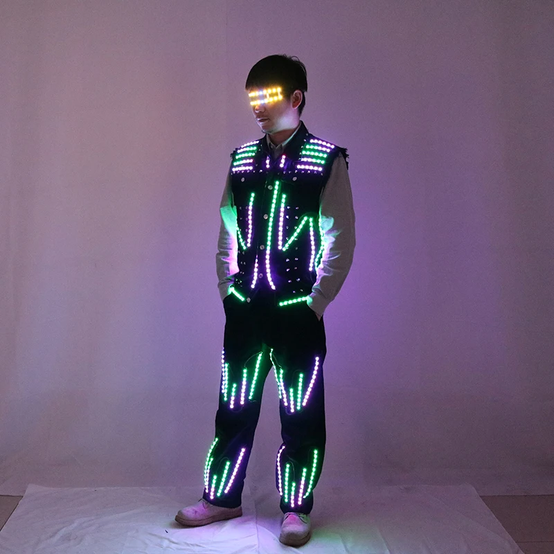 سترة مضيئة LED AI روبوت أداء الملابس الفلورسنت الدعائم ليلة حفلة مضاءة سترة #6