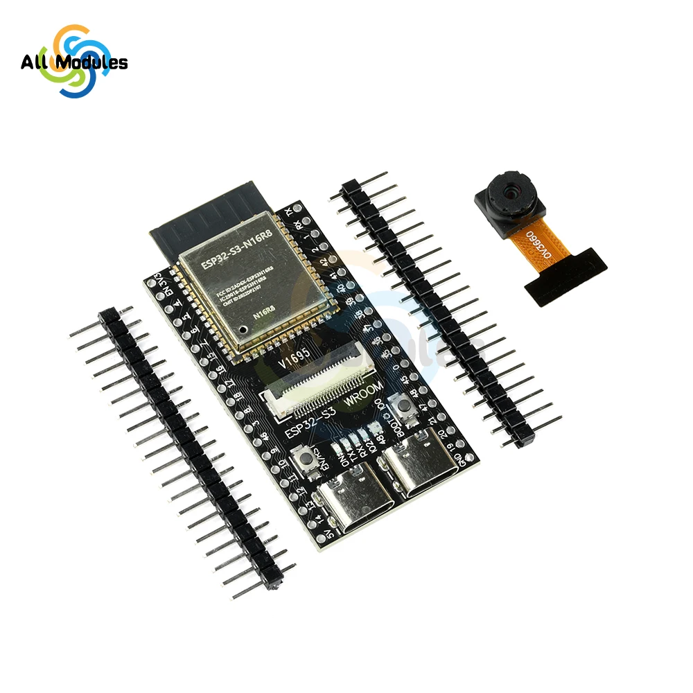 

ESP32-S3-CAM Development Board - WiFi Bluetooth Module with ESP32-S3-N16R8 Dual Type-C Interface