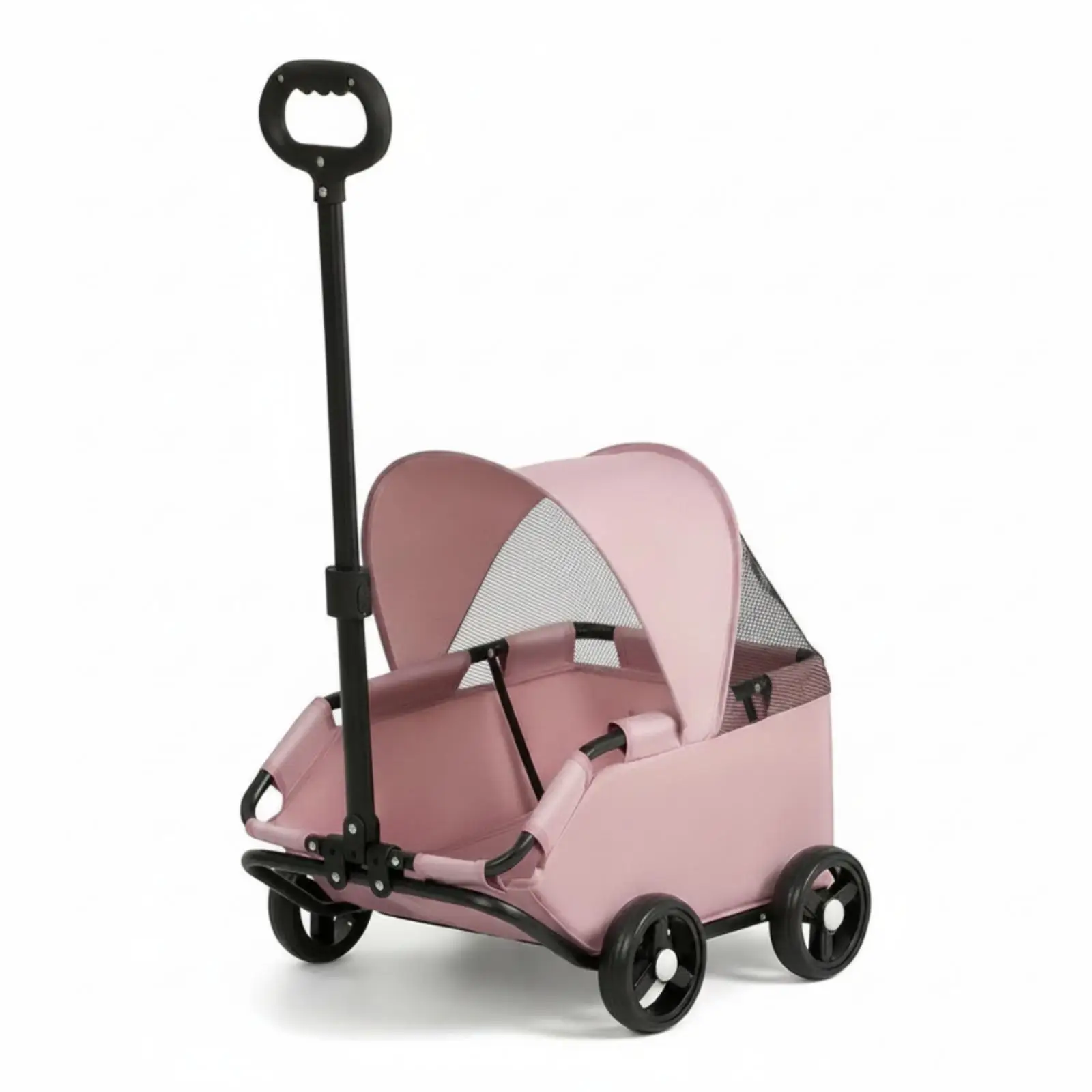 Pet Stroller for Cat and Small Dog with Oxford Cloth Body Iron Frame Canopy Shade Mesh Windows for Daily Transport