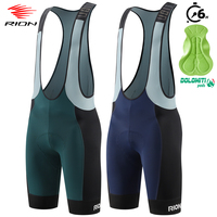 RION Men's Cycling Bib Shorts Road Bike Padded Tights Bicycle Clothes Pro MTB Bibs Long Distance Riding Dolomiti 6H Reflective