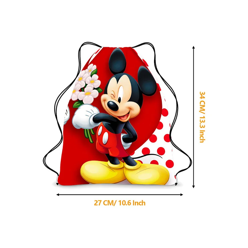 Disney-mochila con cordón para niños, Bolsa Escolar de dibujos animados de Mickey, Minnie, regalo de cumpleaños para niños