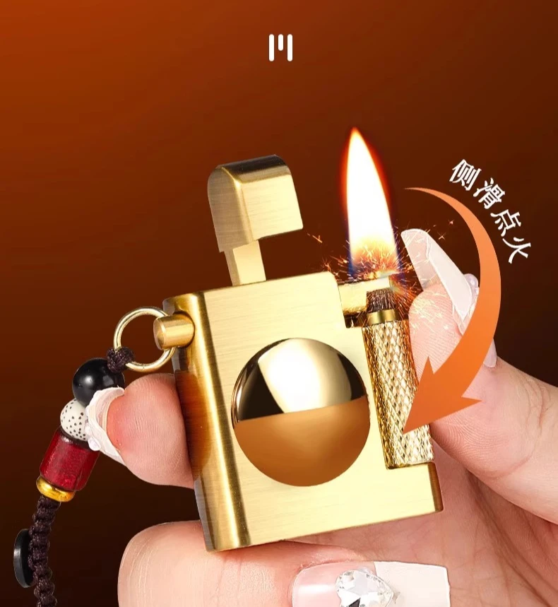 

New Retro Mini Square Brick Lighter with Rotating Decompression and Sliding Ignition Cigarette Accessories