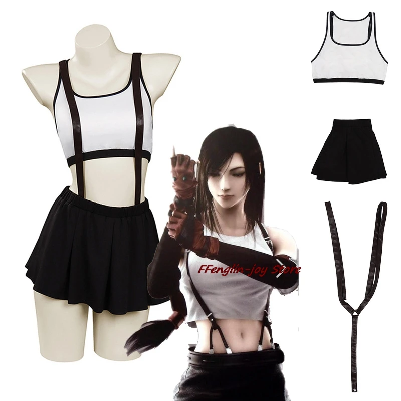 Final Fantasy VII FF Tifa Lockhart Cosplay Kostüm Perücke Badeanzug Bademode Frauen Tifa Sexy Rock Halloween Karneval Anzug