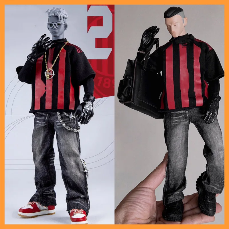 PART2PARK MILAN BLOKECORE P02 1/6 Scale Handsome Hip-hop Style Short Sleeved Jeans Set Fit 12inch Action Figure Model Toys