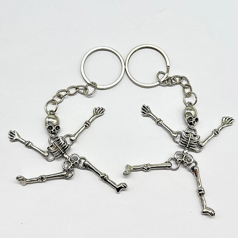 Jóias de halloween diy artesanato brinquedo pingente chaveiro ornamentos horror multi-articulado esqueleto chaveiro cabeça fantasma carro encantos