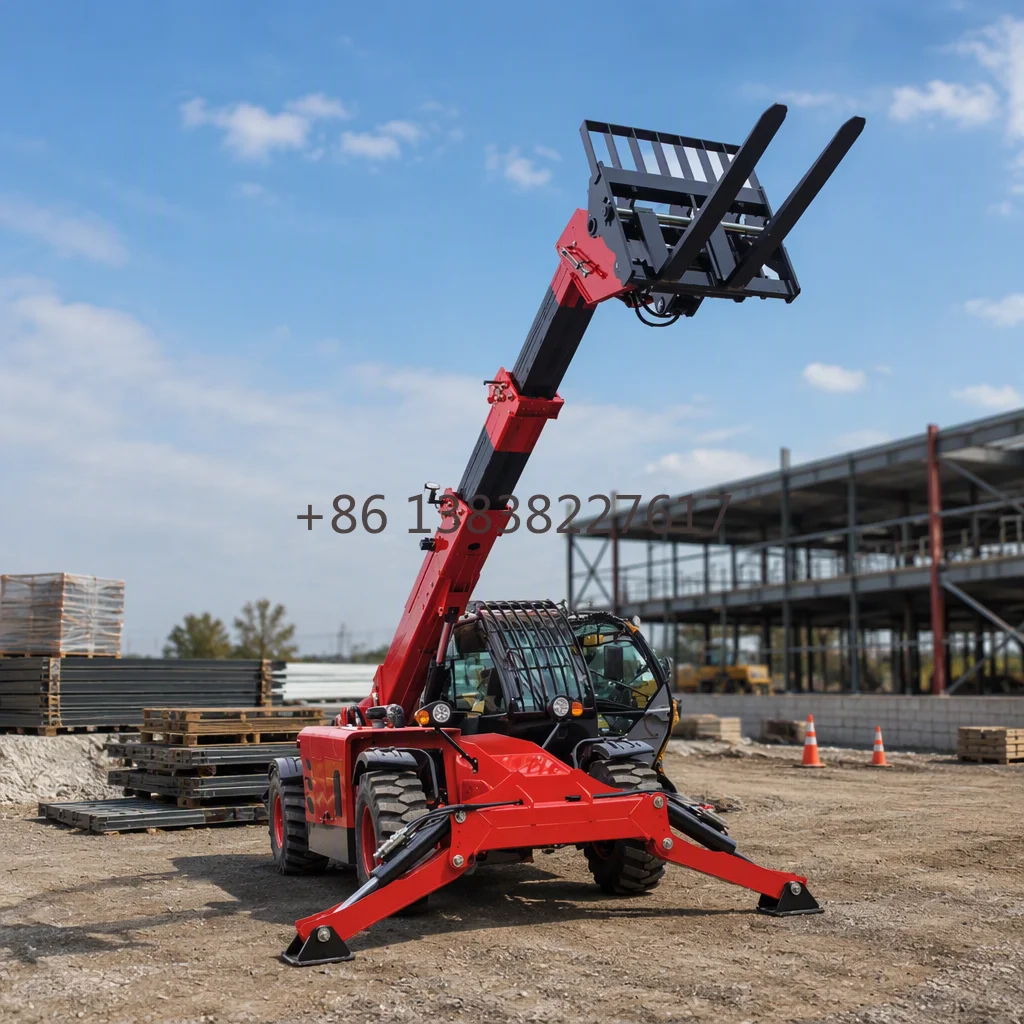 3 Ton 10m Telescopic Handler with Diesel Engine and 4WD Wheel Loaders for High Reach Construction Site Mining Agriculture Farm