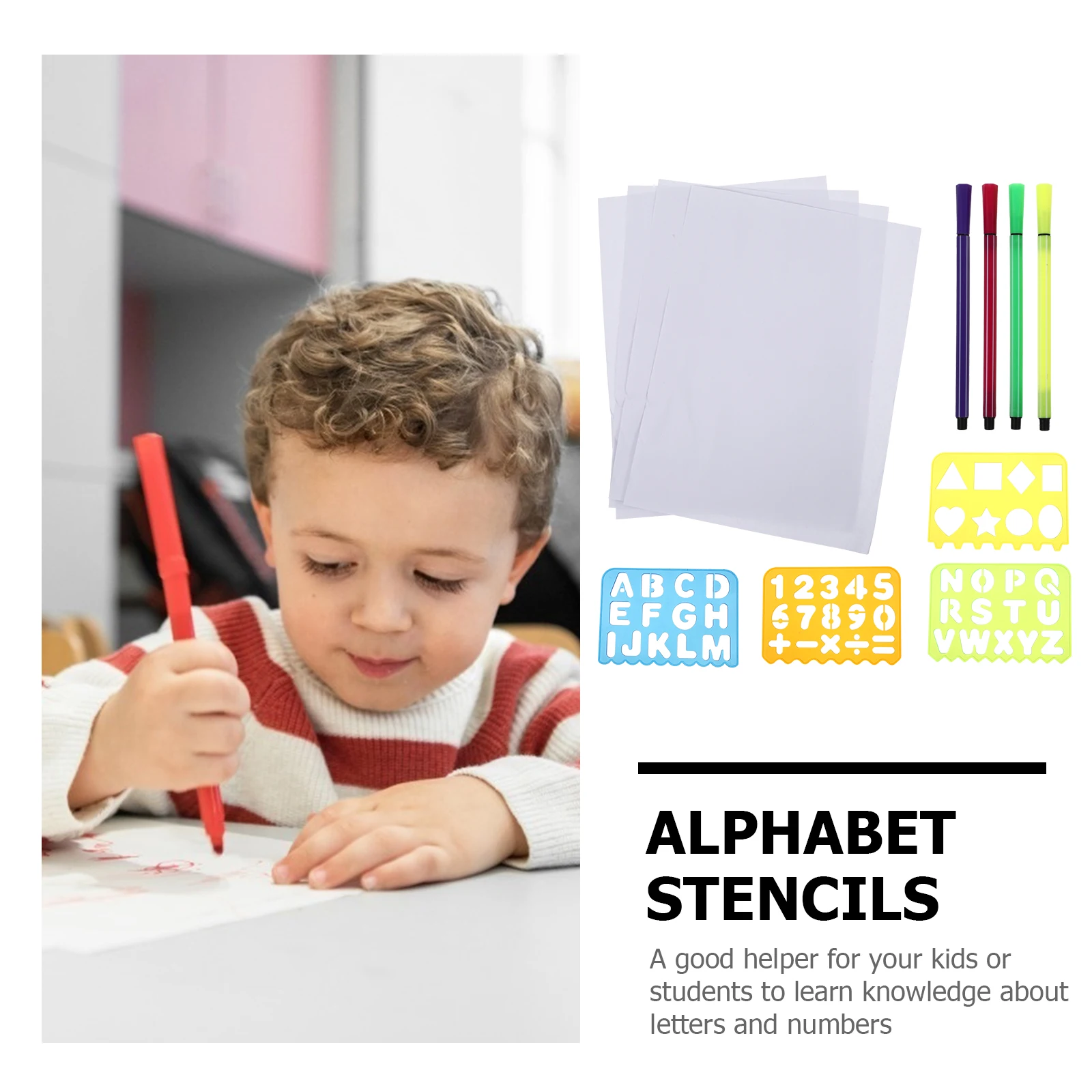 1Set Educational Ruler Set Learning Tool Alphabet Stencils Number Stencils Ruler for Painting Graffiti Development