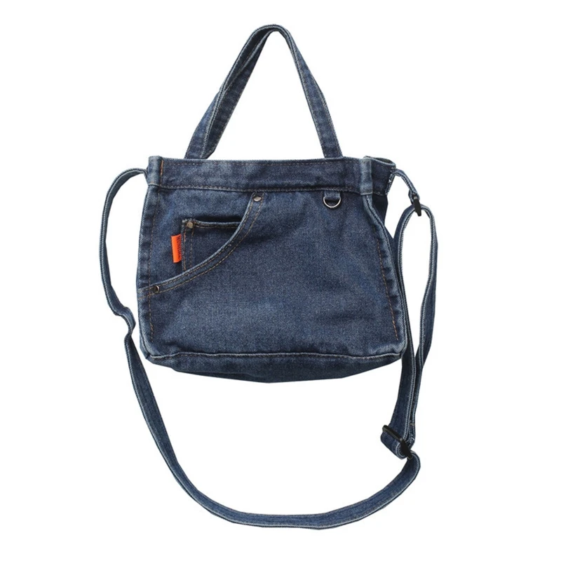 Travel Crossbody Bag Shoulder Bag Messenger Bag with Pockets Anti-theft Retro Denim Blue Handbags for University Drop Shipping