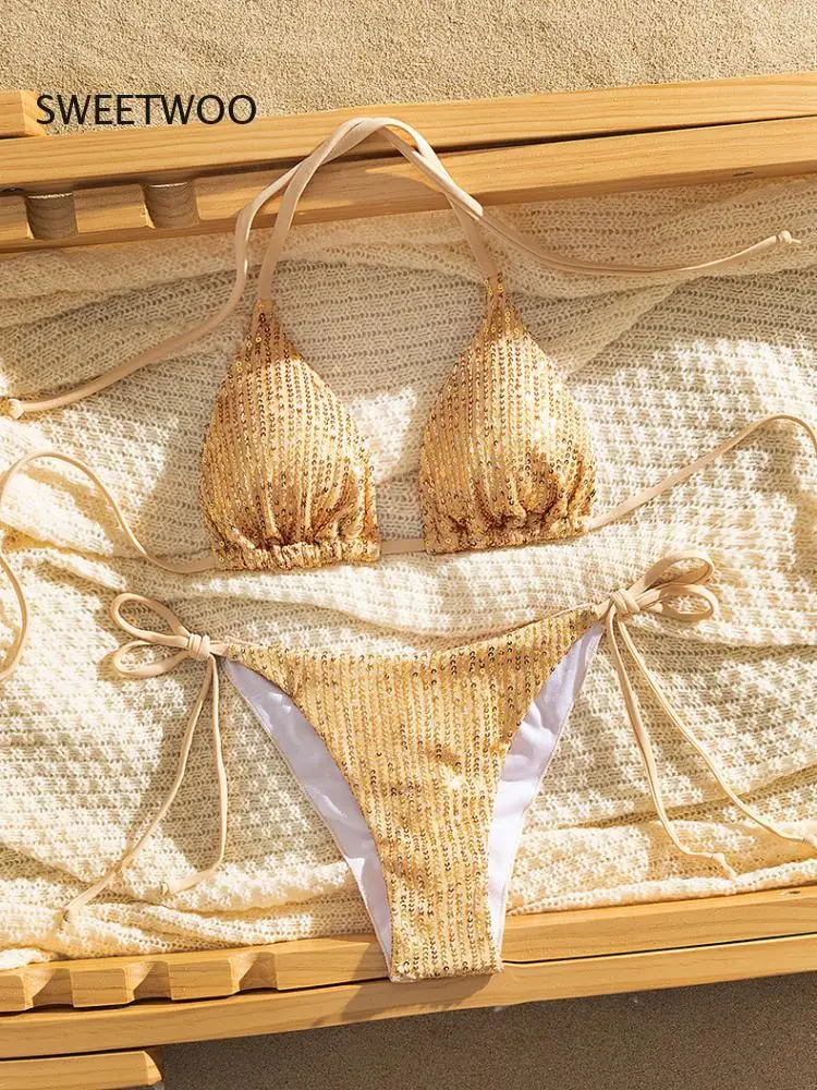 2025 New Arrival Sequin Bikini Women's Triangle Swimwear Women's Multicolor Bikini Swimwear