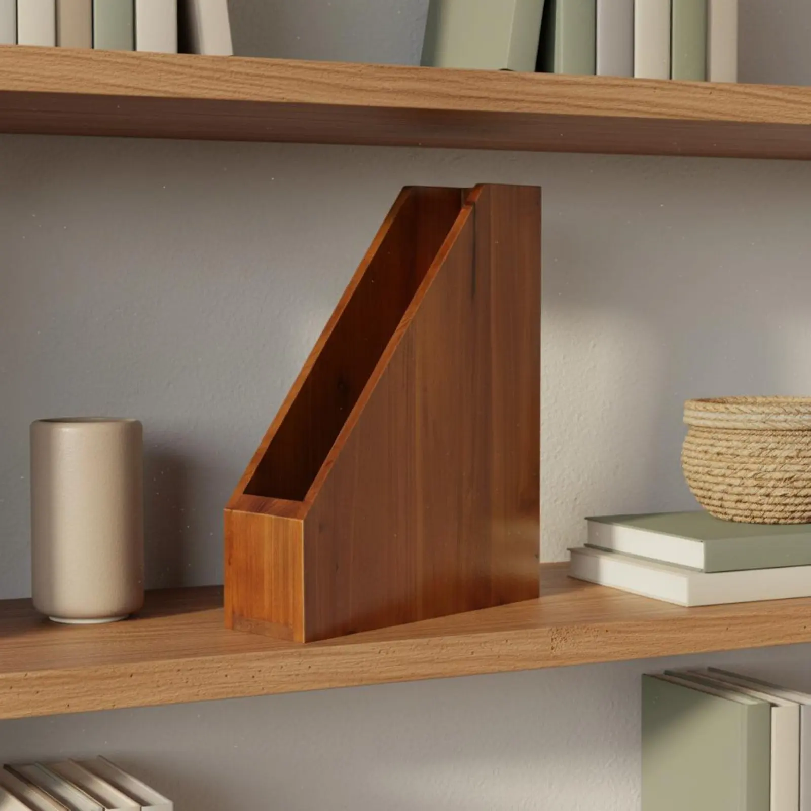 Hardwood Wood Book Rack Space Saving Multi-Tier Book Rack Wooden Desk Organizer with Drawer Vintage Design for Students