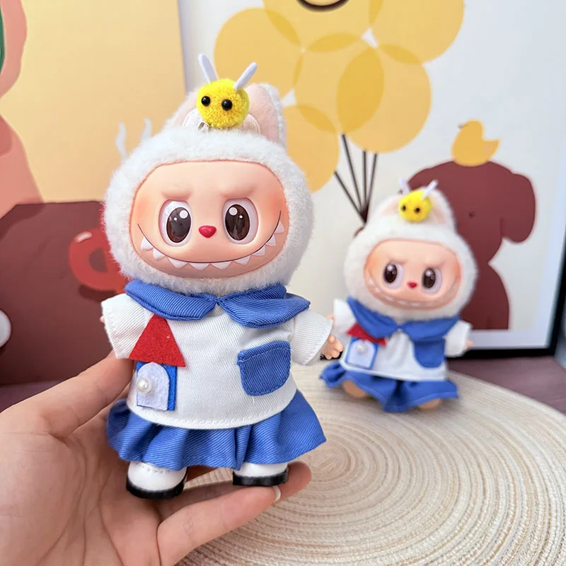 

Clothes For Labubu Dolls 15/17Cm For LABUBU Sitting Party 1St 2Nd 3Rd Gen Classic Student Style Skirt Set Apparel Accessories
