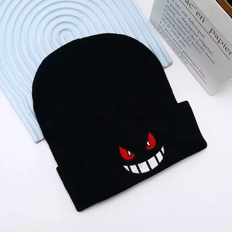 Anime Unisex Winter Gengar Hat Adult Kids Embroidered Knitted Autumn Winter Warm Hat Christmas Gift Cosplay Prop