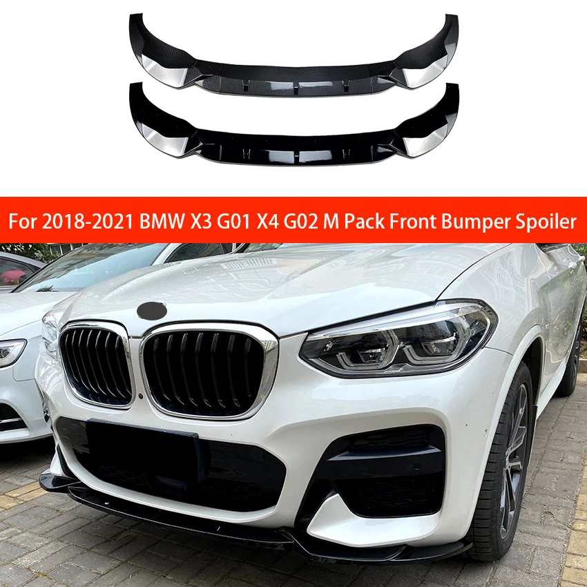 

For 2018-2021 BMW X3 G01 X4 G02 M40i M40d M-Pack M-Sport Spoiler Diffuser Car Front Bumper Lip Splitter Black Body Kit Tuning
