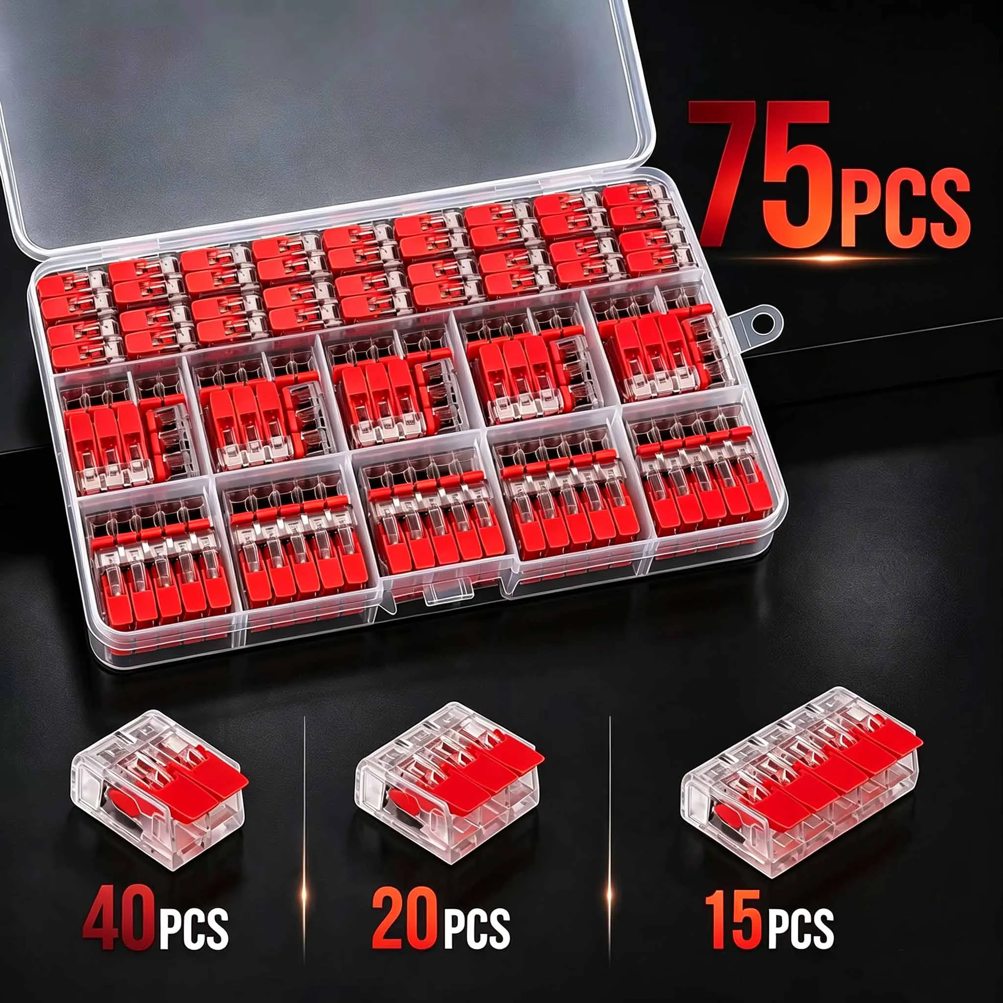 10‑75PCS Lever Connector 2/3/4/5 Port Quick Wiring Terminal Block 450V 32A Compact Cable Splicing DIY Electrical Connectors Kit