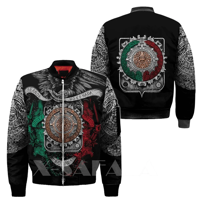 Mens 3D Mexican Aztec Print Bomber Jackets Zipper Flight Jacket Casual Unisex Harajuku Women Streetwear Coats Ropa Hombre Jacket